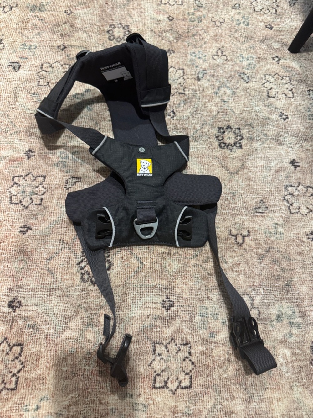 Ruffwear Black Harness with Reflective Trim and Front Leash Ring.